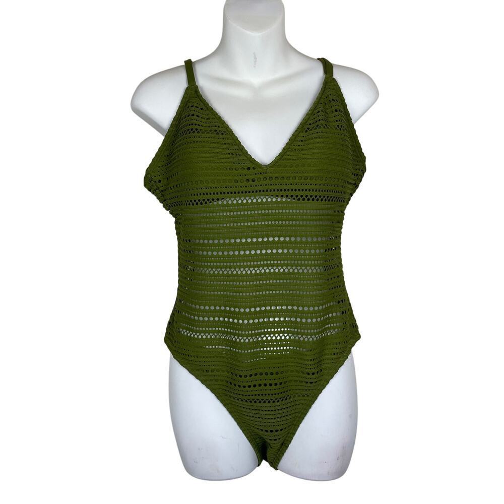 Robin Piccone Perla‎ Crochet Green One Piece Swimsuit Size 8